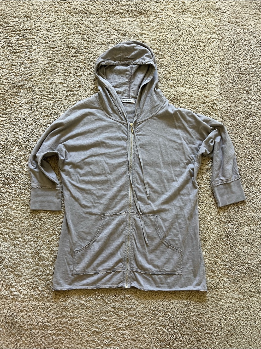 Allen Allen Light Gray Hooded Zip-Up Jacket